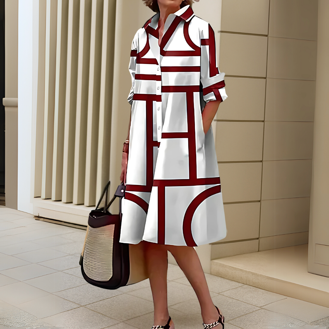 Helena™ | Elegante Jurk met Geometrisch Patroon