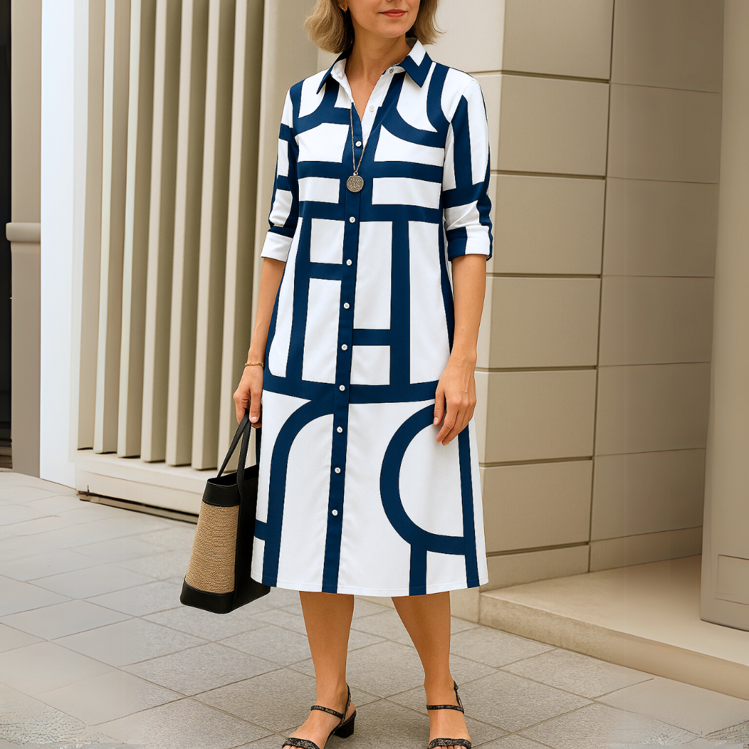 Helena™ | Elegante Jurk met Geometrisch Patroon
