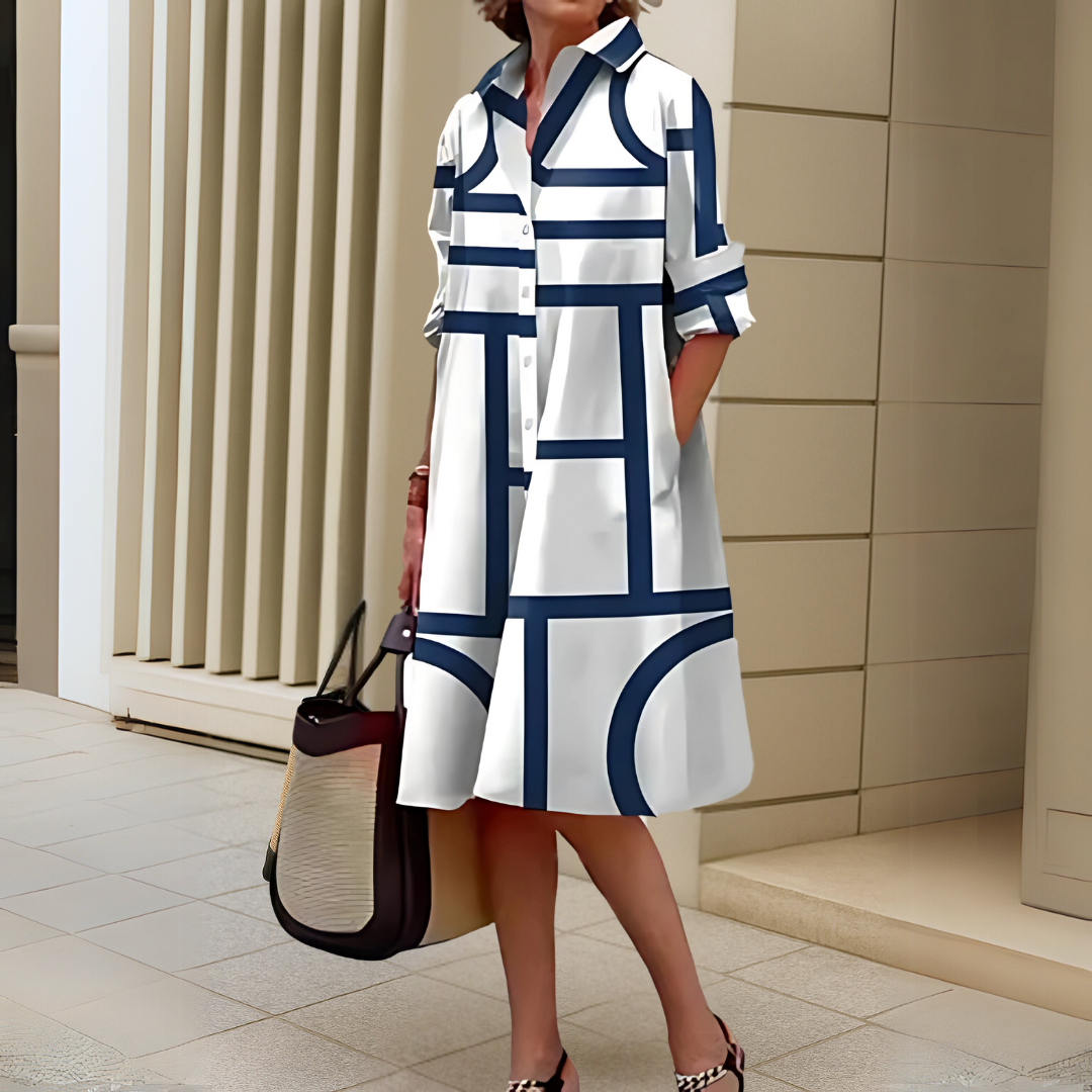 Helena™ | Elegante Jurk met Geometrisch Patroon
