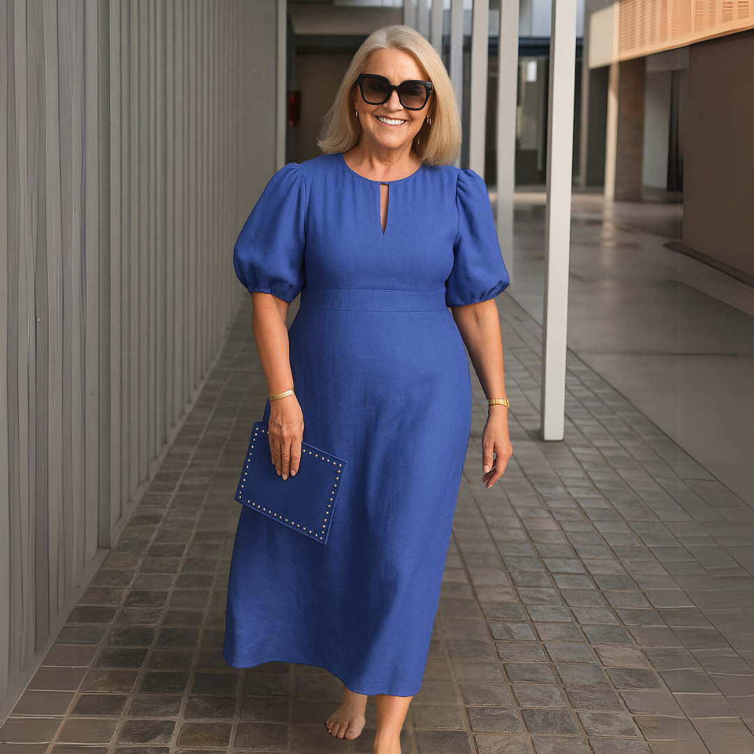 Els™ | Elegante effen jurk met V-hals