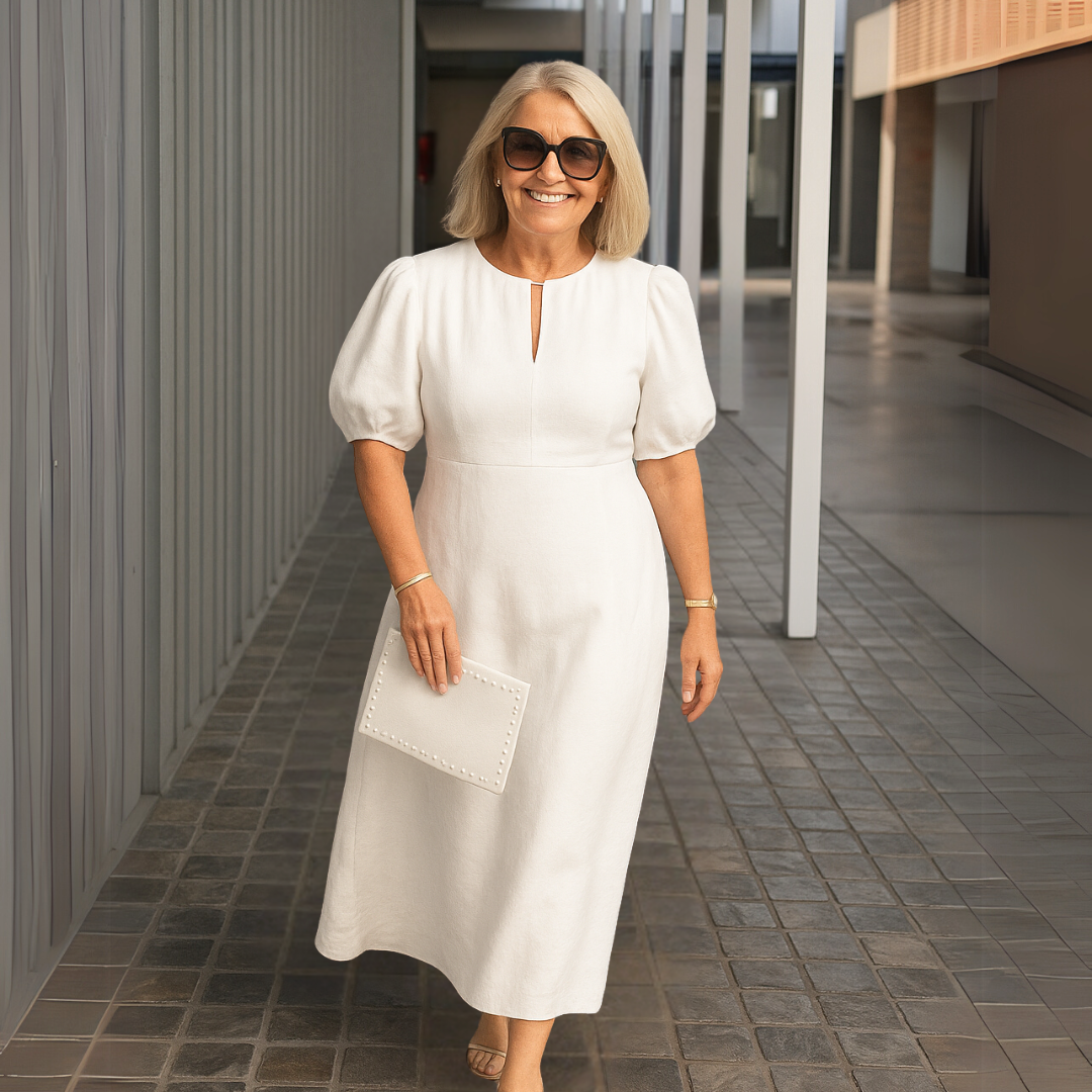 Els™ | Elegante effen jurk met V-hals