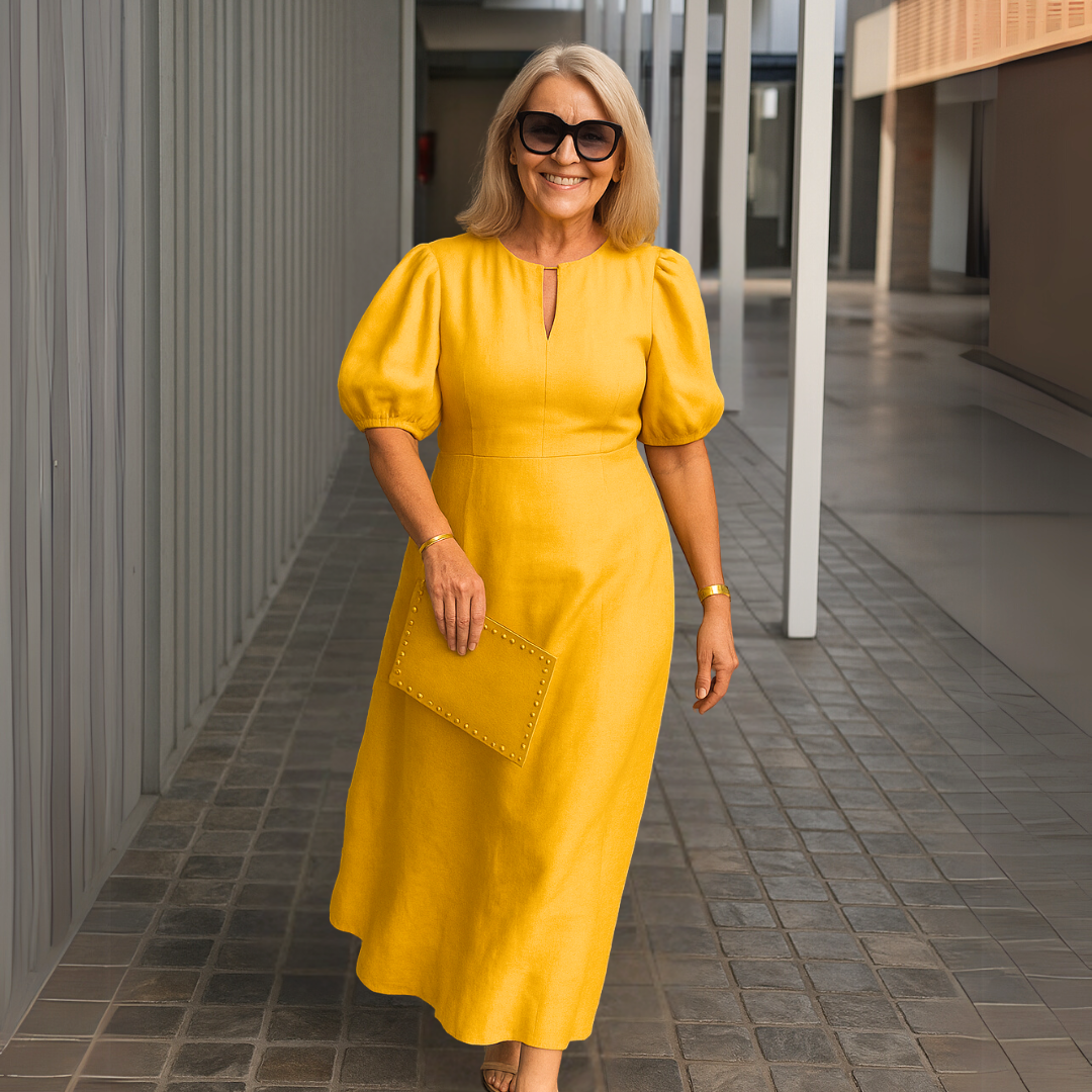 Els™ | Elegante effen jurk met V-hals