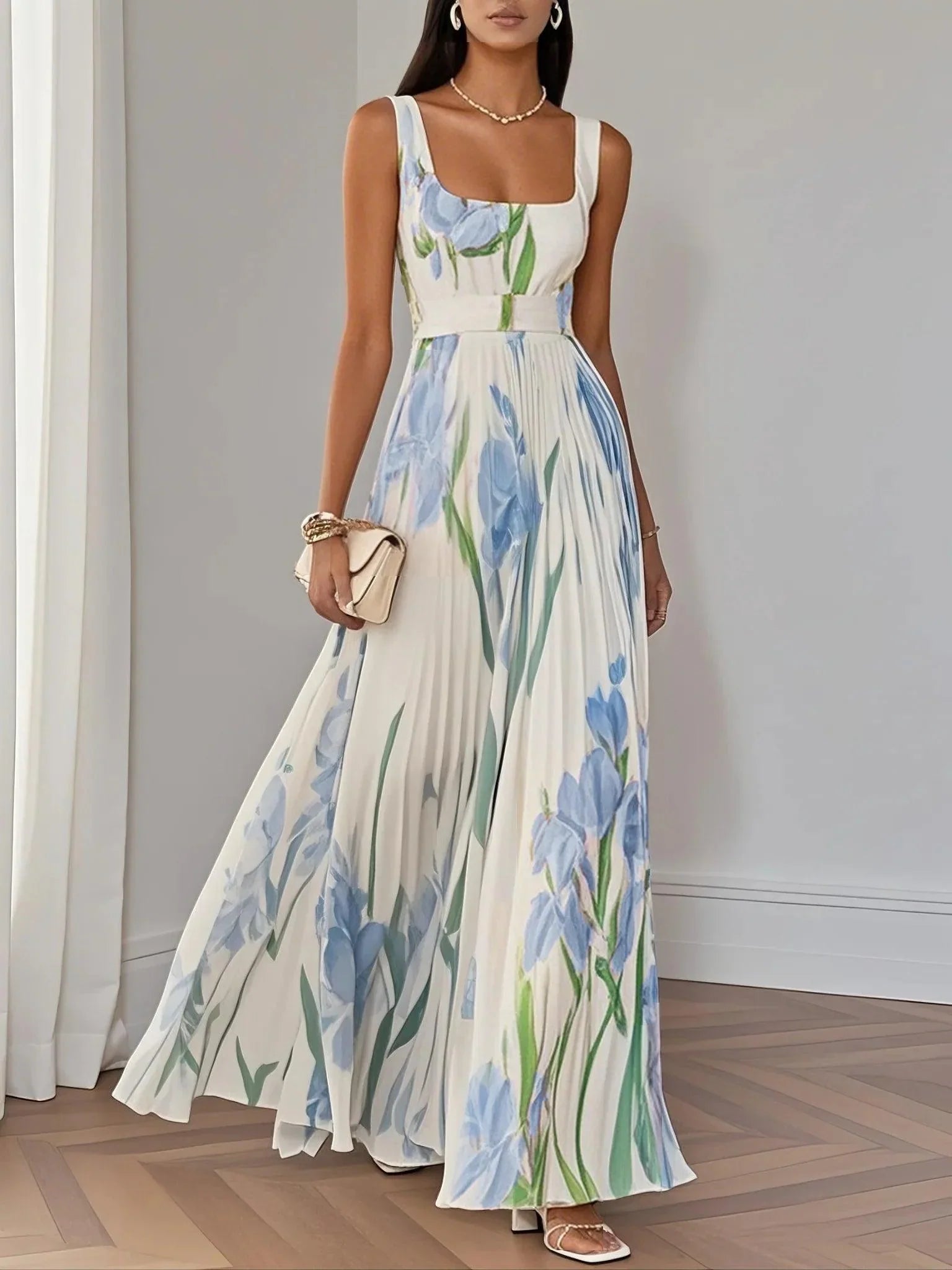 Sophie™ | Luxe geplooide bloemen maxi-jurk