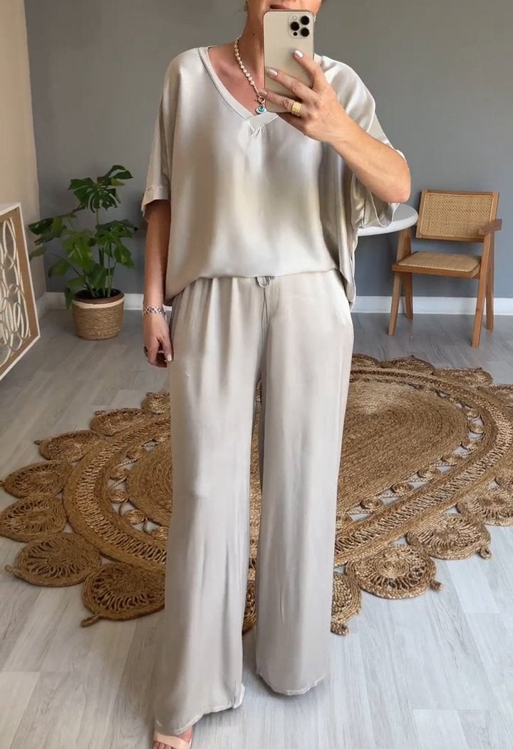 Elena | Casual tweedelig pak met ronde hals